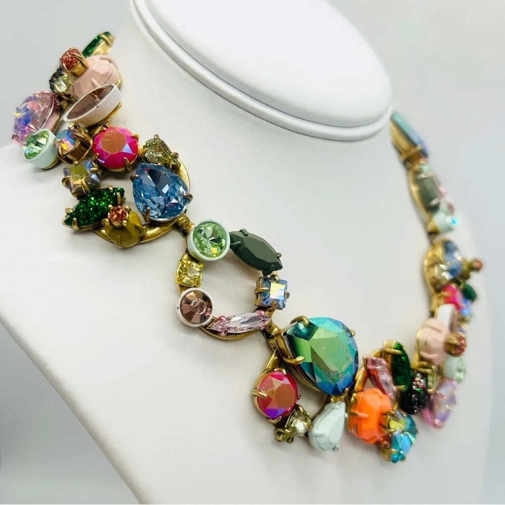 J. Crew Brulee Crystal Wreath Necklace - Picture 2 of 10